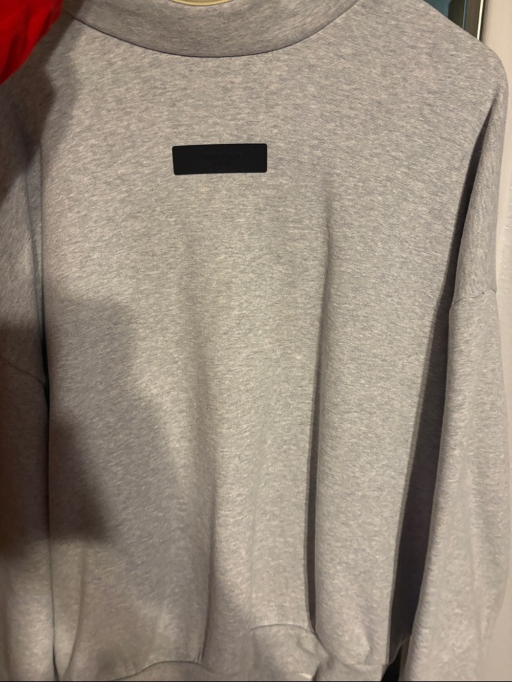Fear of God Gray Crewneck Sweatshirt with Black Patch